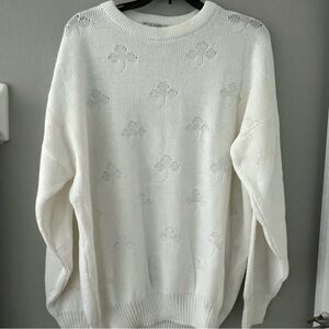 Quills Woollen Market Ireland Hand Crafted Shamrock Long Sleeve Sweater Sz Large